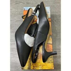 Bella Vita Black Leather Scarlett Slingback Pumps Women Size 8.5